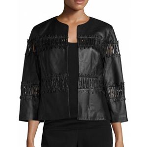 Lafayette 148 black leather jacket